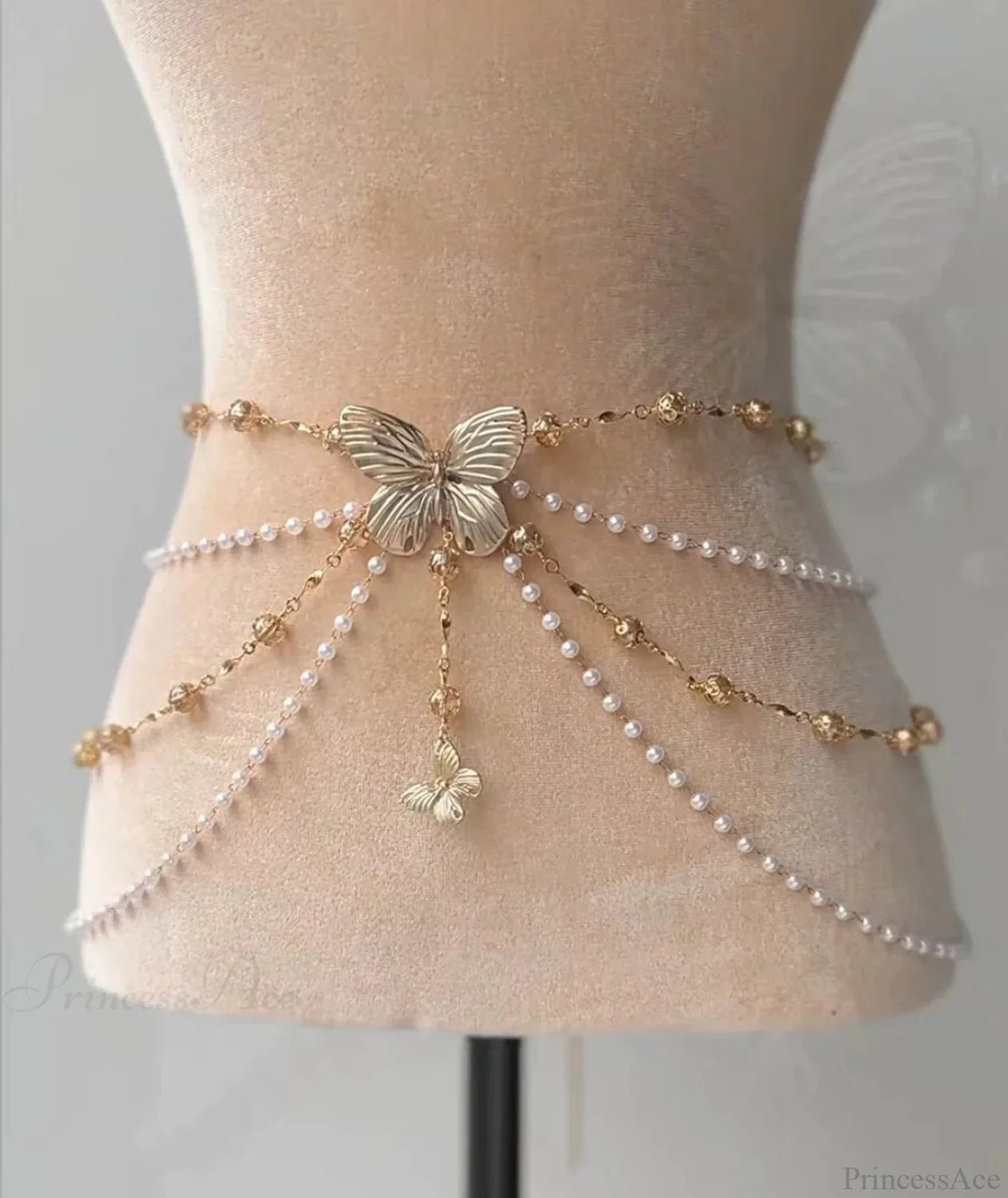 Adornments Dark Multilayer Fringes Bead Waistband