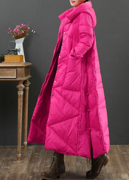 Loose Fitting Parka Jackets Rose Hooded Button Down Warm Winter Coat