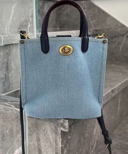 Blue Large Capacity Durable Denim Tote Handbag