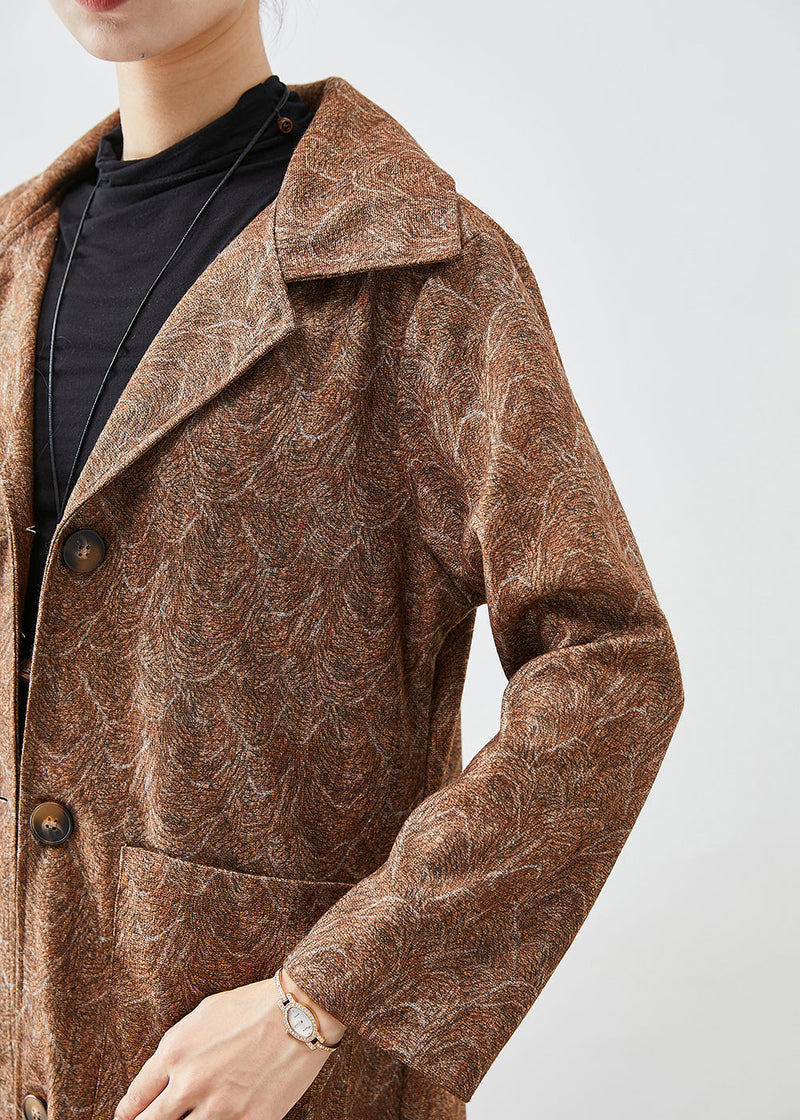 Diy Khaki Oversized Print Cotton Trench Coats Fall