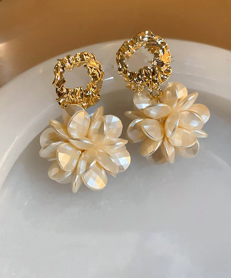 Gold Copper Alloy Resin Drop Earrings