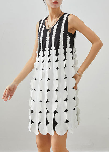 Style Black Cotton Mid Dress Sleeveless