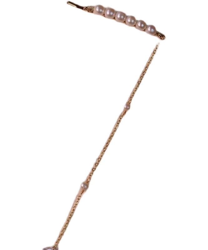 Gold Sterling Silver Overgild Pearl Tassel Hairpin