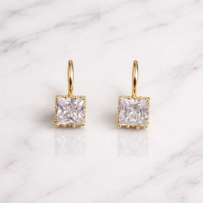 "josalee" Princess Cut Gold Earrings