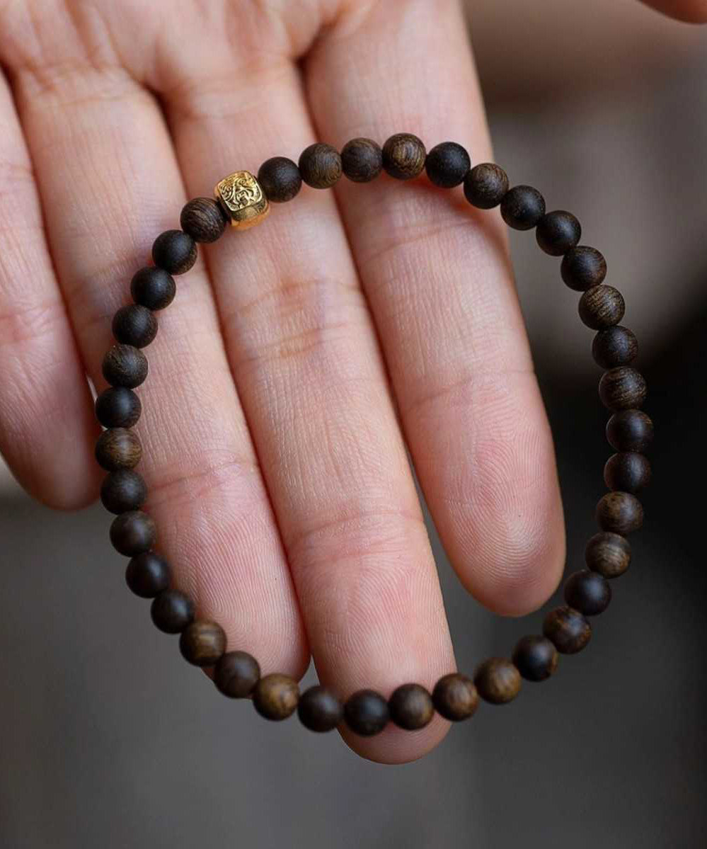 Brown Sterling Silver Overgild Beads Bracelet