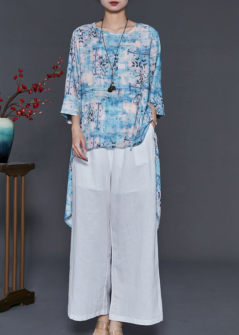 Print Low High Design Drawstring Sets 2 Pieces Summer