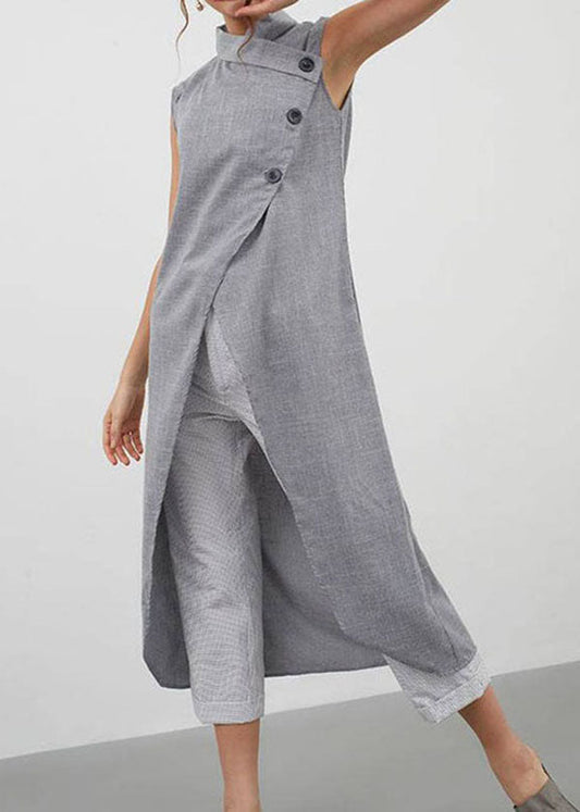 Cross Collar Asymmetrical Tank Tops Blouse Summer