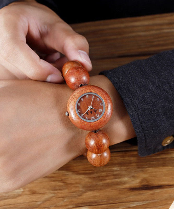 Black Sandalwood Hollow Out Quartz Movement Watches