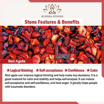 Buddha Stones Nine-eye Dzi Bead Red Agate Wealth Health Necklace