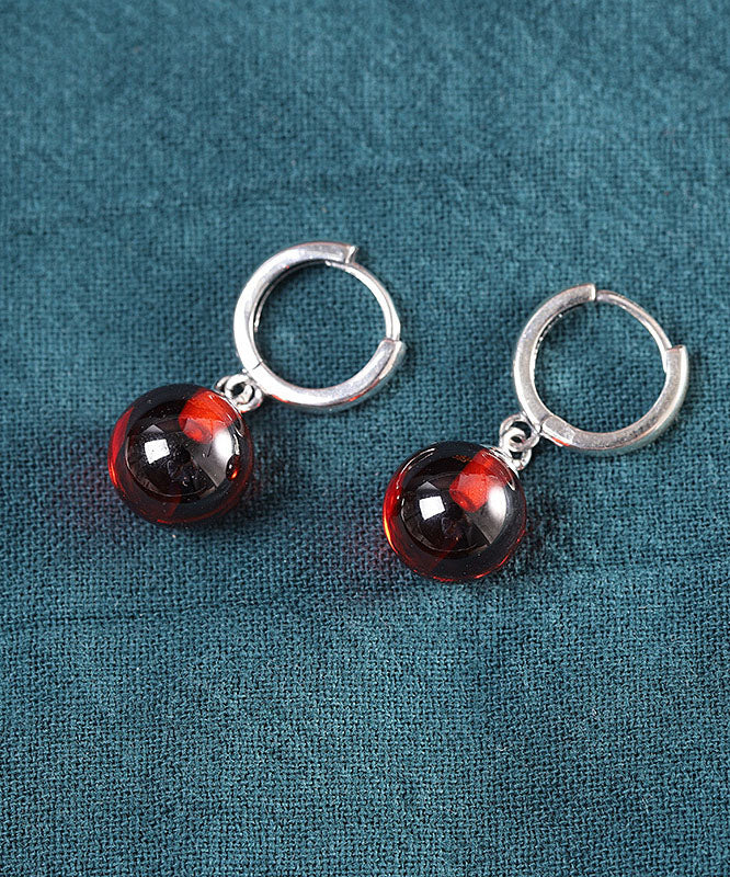 Mulberry Sterling Silver Inlaid Garnet Drop Earrings