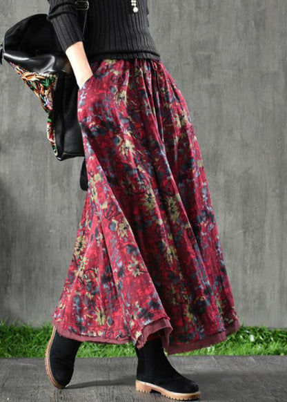 Velour Black Texture Skirt Maxi Length