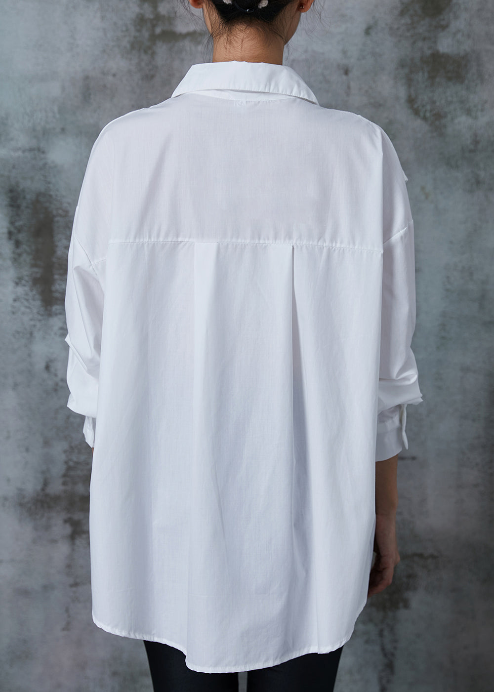 Diy White Asymmetrical Patchwork Cotton Fake Two Piece Shirt Tops Spring