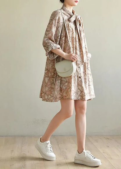Pink Print Chiffon Button Spring Maxi Dress
