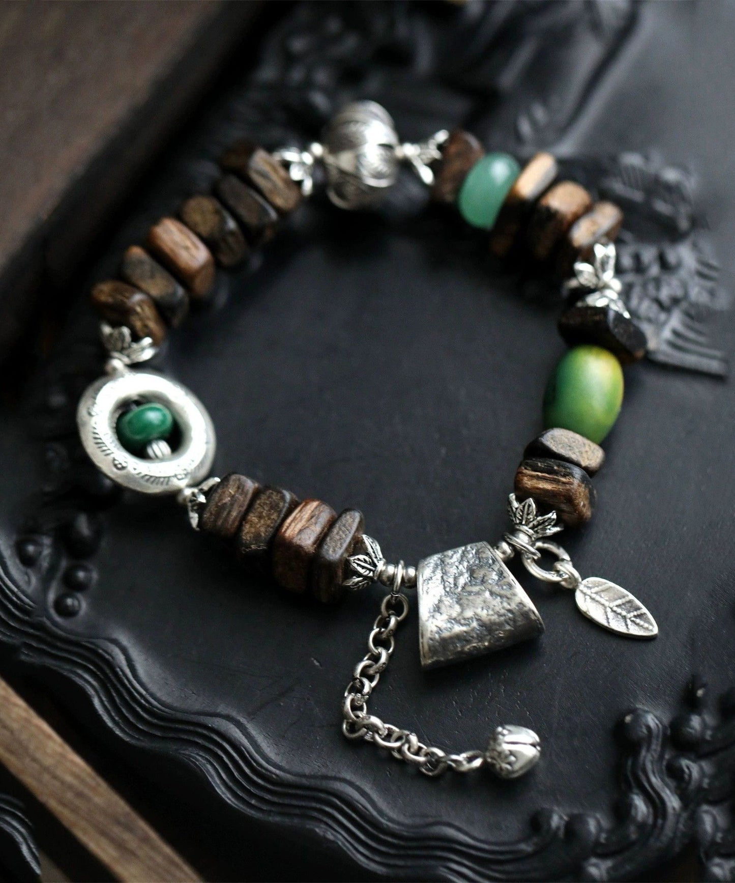 Retro Sterling Silver Eaglewood Charm Bracelet