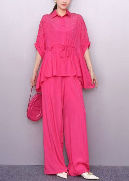 Rose Zircon Two Piece Set Clothing Cinched Summer