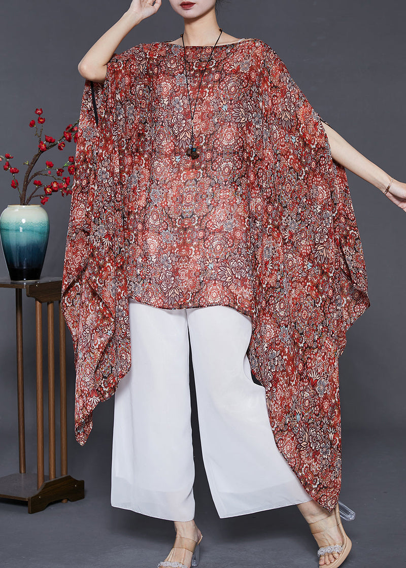 Khaki Asymmetrical Print Silk Long Smock Summer