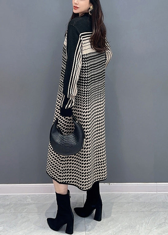Dot Print Cozy Knit Dress Long Sleeve