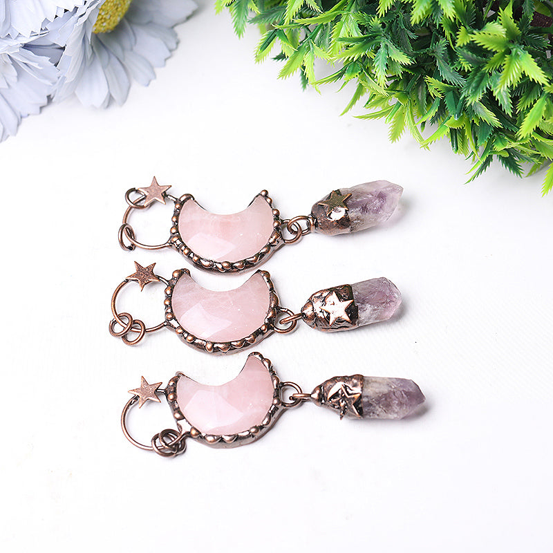 3.7-inch Rose Moon Amethyst Pendant for Spiritual Healing