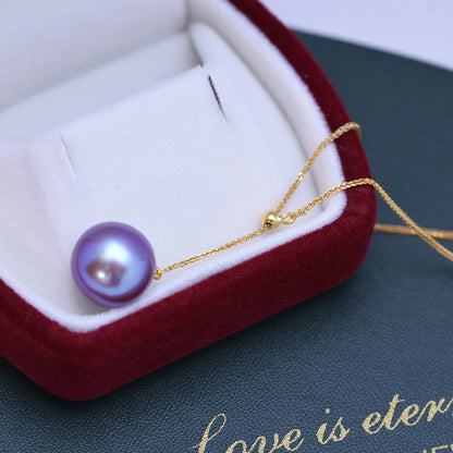 12-13mm Freshwater Edison Purple Pendant & S925 Silver Y-shaped Chain