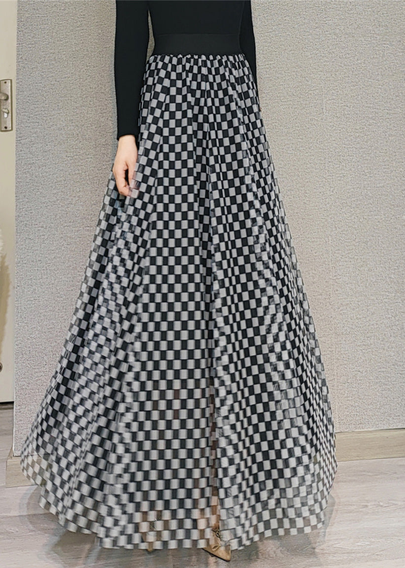 Plaid High Waist Tulle a Line Skirts Spring