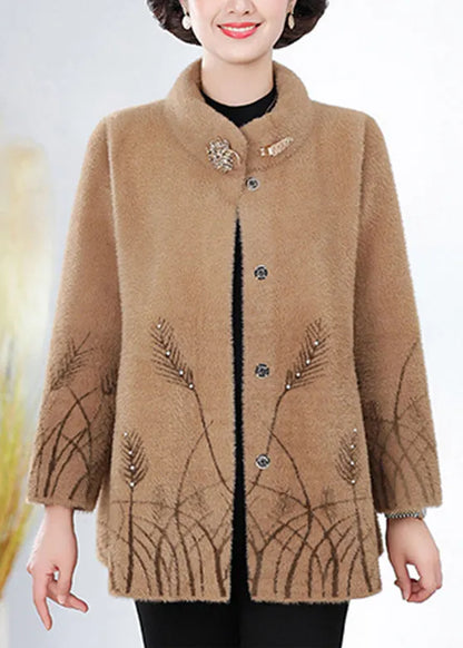 Camel Nail Bead Mink Velvet Coat Spring