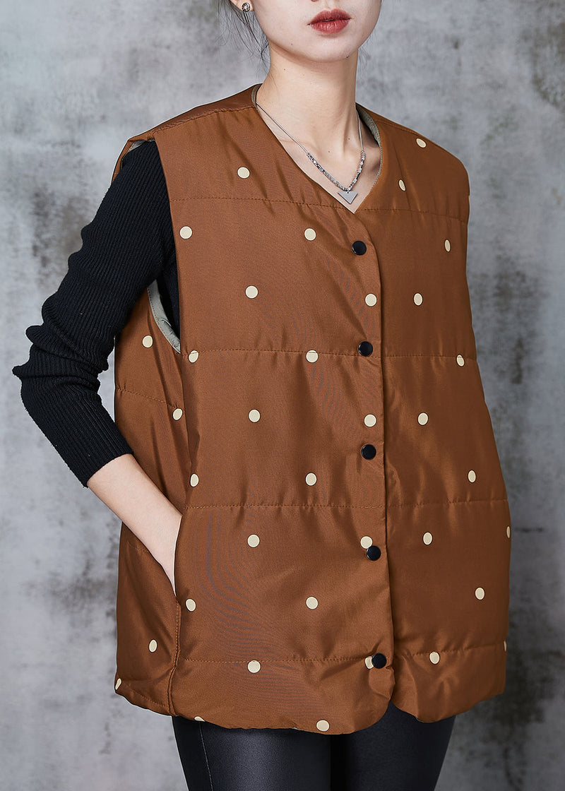 Coffee Dot Oversized Cotton Filled Vests Spring