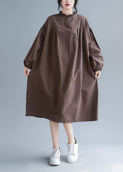 Unique Chocolate Clothes Ruffled Baggy Robes Dress