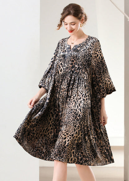 Leopard Print Oversized Silk Velour Holiday Dress Spring