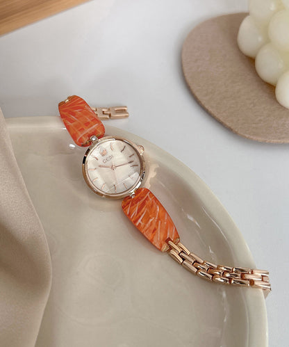 Apricot Alloy Quartz Movement Hardlex Crystal Watches