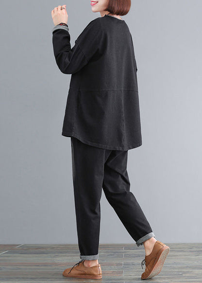 Loose O-neck Top and Pants Two Pieces Set Fall