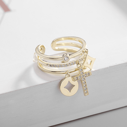 Blessed Layers Silver Ring - (adjustable)