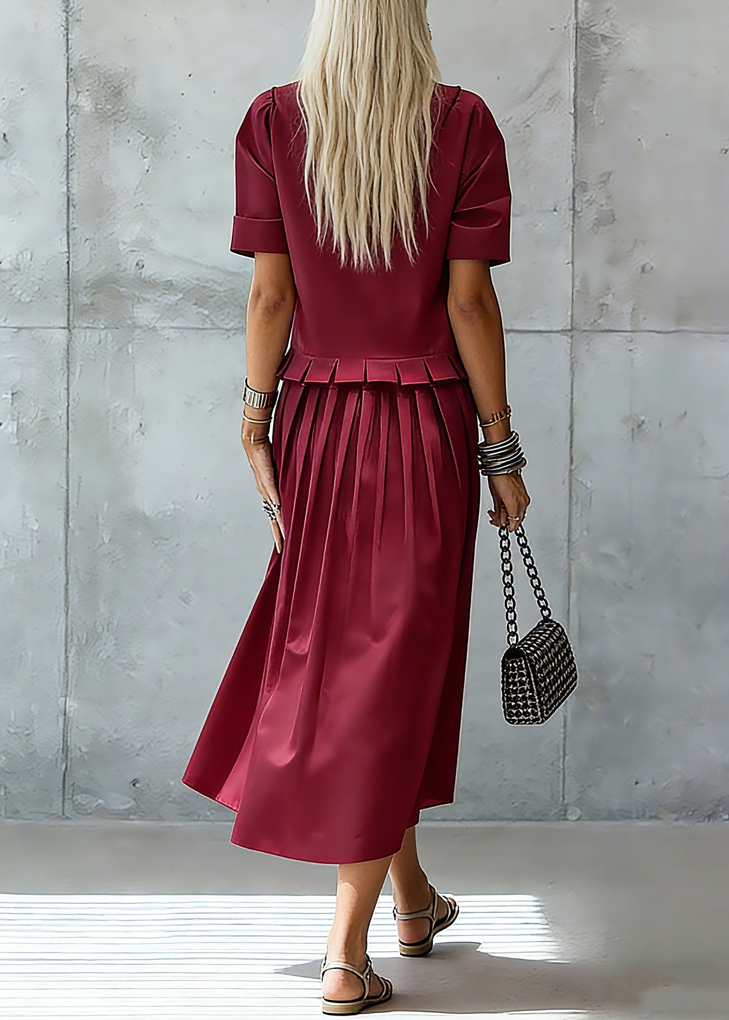 Stylish Red Ruffled Maxi Dress Summer