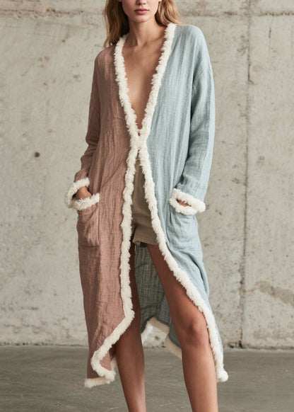 Colorblock Oversized Patchwork Faux Fur Cardigans Spring