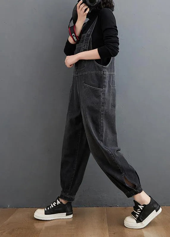 Simple Denim Black Pants Unique Spring Jumpsuit Pants