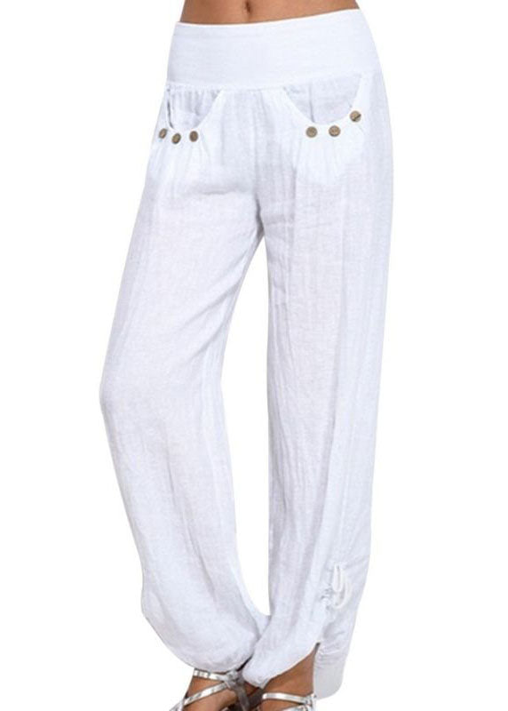 High Waist Color Button Yoga Harem Pants