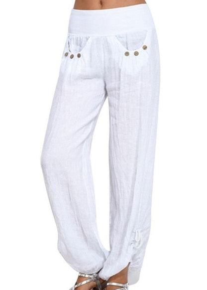 High Waist Color Button Yoga Harem Pants