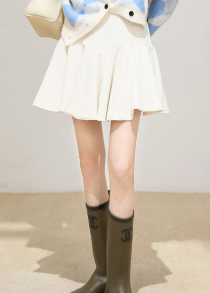 Fitted Brown High Waist Cotton a Line Short Skirt Spring