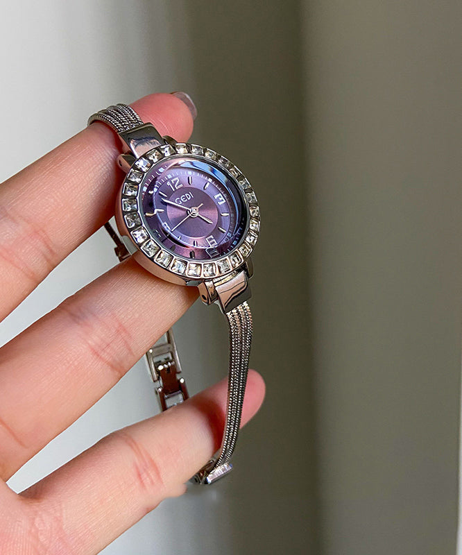 Blue Stainless Steel Zircon Quartz Movement Chain Waterproof Watches