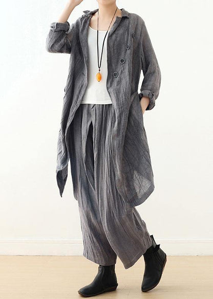 Gray Button Linenlow High Design Spring Jacket