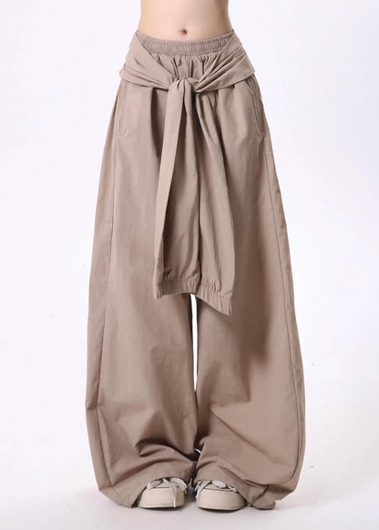 Blue Oversized Cotton Straight Pants Spring