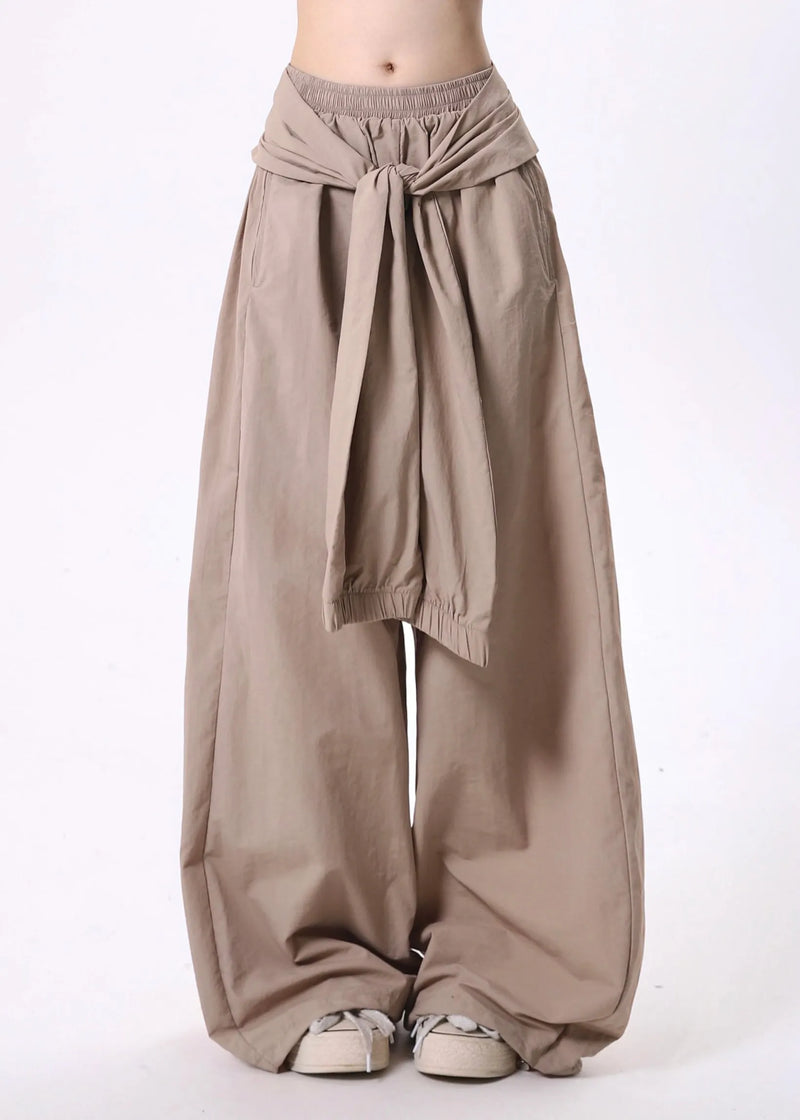 Blue Oversized Cotton Straight Pants Spring
