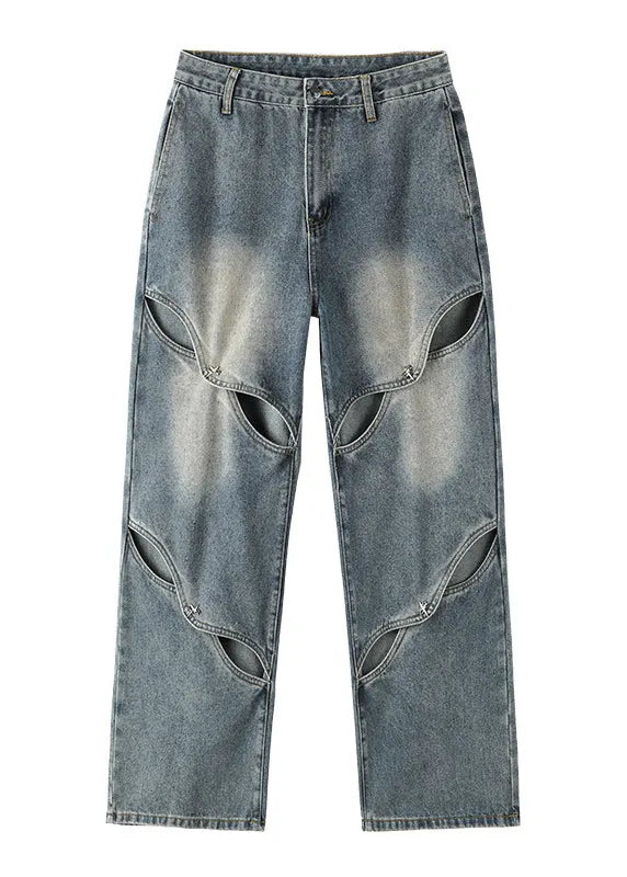 American Style Blue Ripped Jeans Spring