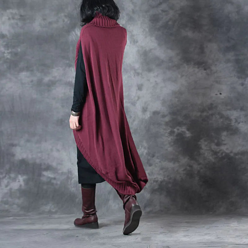 Mulberry Turtleneck Patchwork Asymmetrical Design Fall Two Pieces Set
