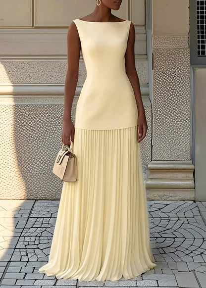Simple Blue Wrinkled Tops and Skirts Two Pieces Set Sleeveless