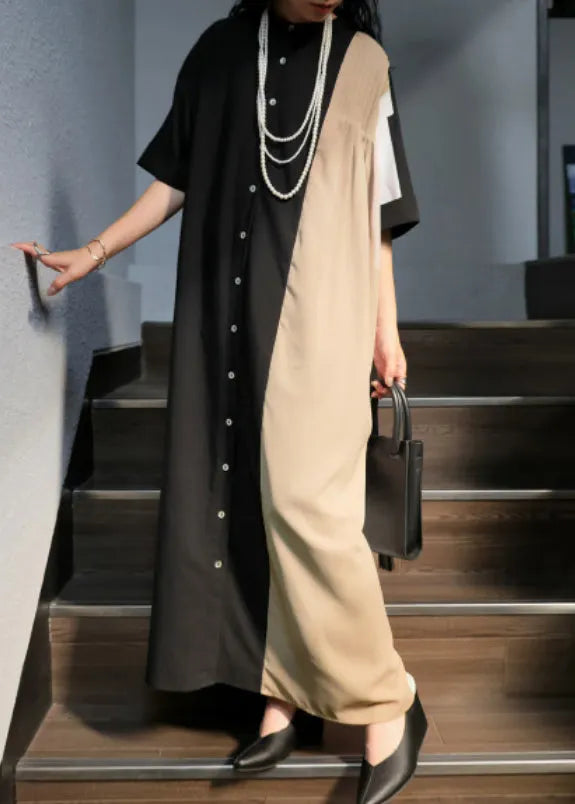 Unique Mixed Color Oversized Patchwork Cotton Holiday Dress Summer