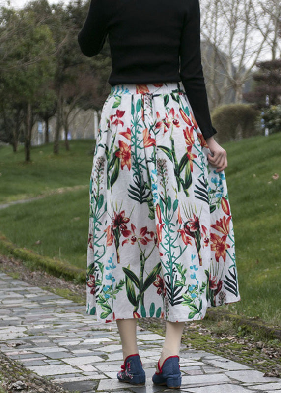 Print Wrinkled Cozy a Line Skirt Summer