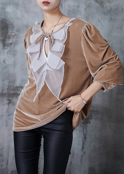 Nude Oversized Patchwork Silk Velour Shirts Fall