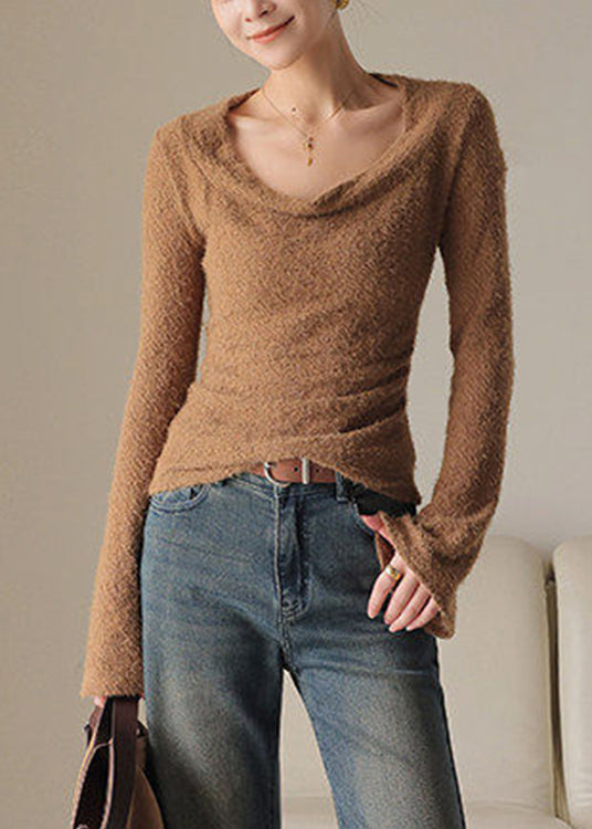 Chocolate Flare Sleeve Patchwork Top