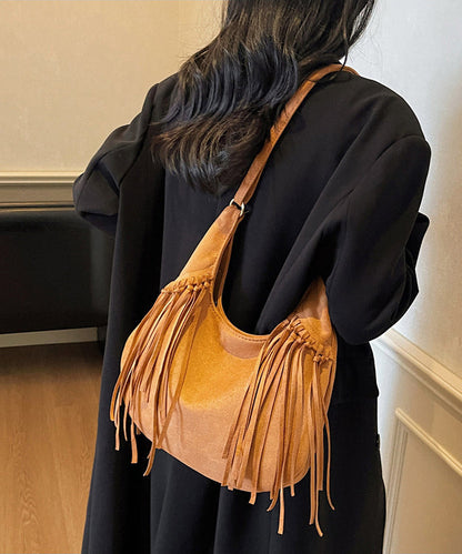 Tasseled Durable Suede Velour Messenger Bag