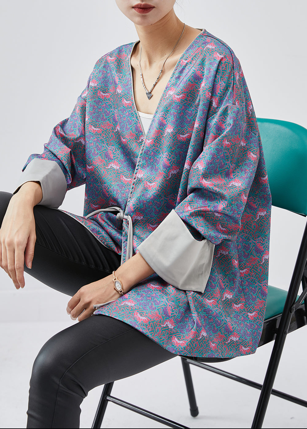 Blue Print Chinese Button Silk Jackets Spring
